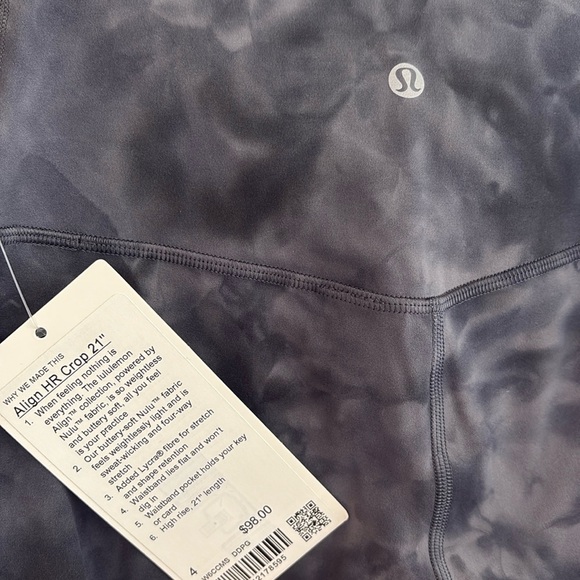 NWT Lululemon Align HR Crop 21” - Size 4 - Diamond Dye Pitch Grey Graphite Grey - Picture 5 of 6
